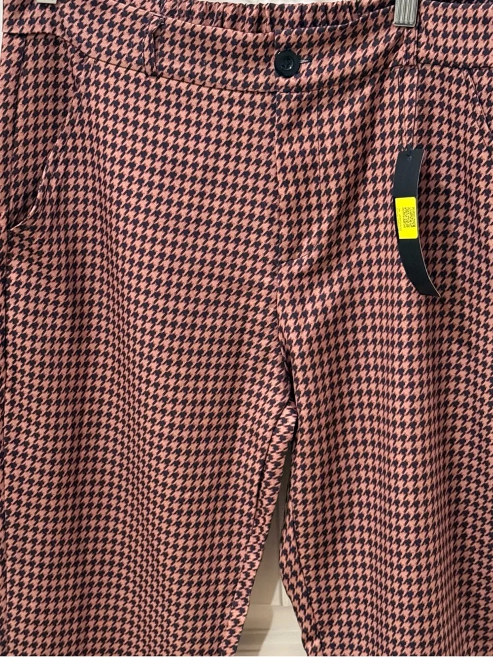 Lars Amadeus Houndstooth Pants Women Size 32 Orange Black NWT